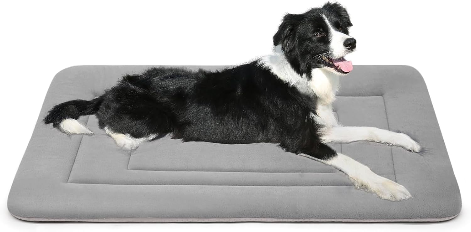 JoicyCo Dog Crate Bed Pad Mat, 36 in Non Slip Bottom Washable Kennel Pad for Medium and Large Dogs, Clay Gray