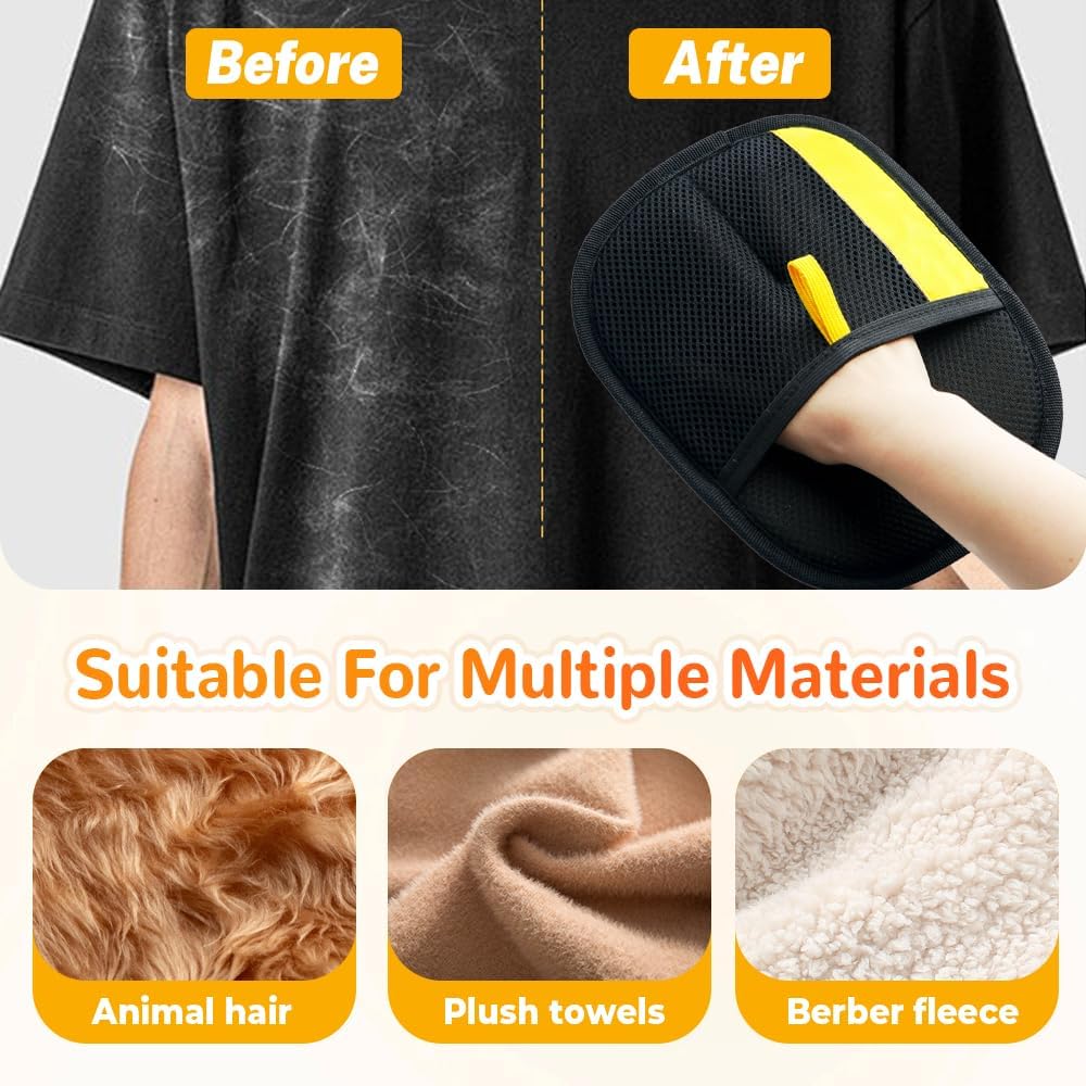 Pet Hair Removal Glove for Cats & Dogs, 2025 Upgrade Pet Hair Remover Glove, Electrostatic Pet Hair Removal Gloves for Dogs and Cats, Reusable Pet Hair Remover Glove (2)