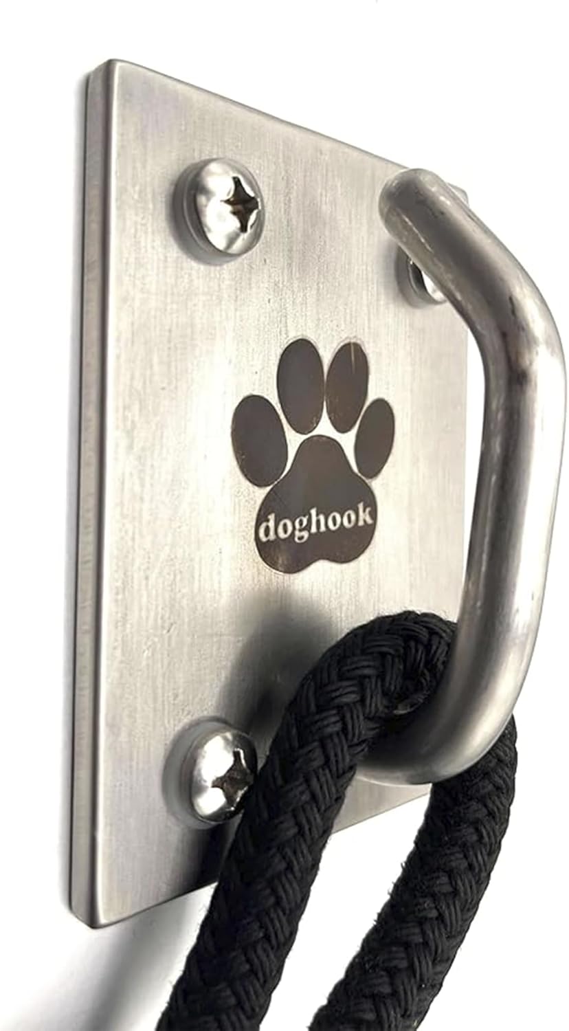Canine Hitch- Secure Dog Leash Parking Mounted Indoor – Outdoor Wall Hook - Tie Out Stainless Steel Practical Lead Management for Home & Business, Ultimate Strength