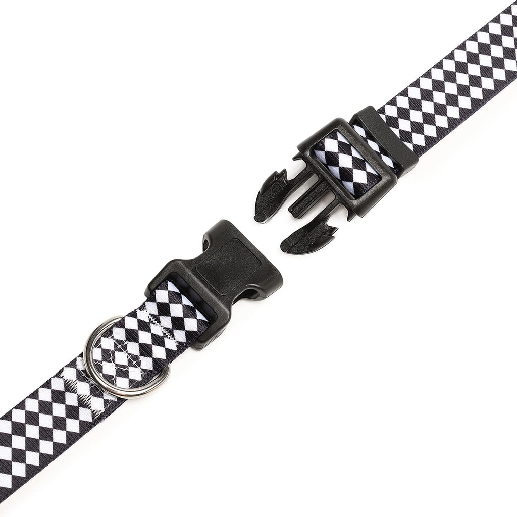 Mercano Adjustable Dog Collar - Special Design Patterns, Soft Nylon Comfortable Durable Pet Collar for Small Medium Large Dogs (L, Rhomb)