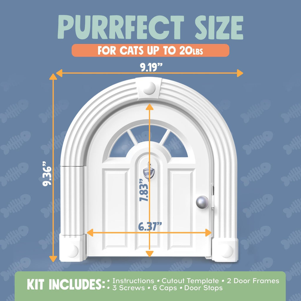 Meow Manor® Cat Door Interior Door - No-Flap, Interior Cat Door for Cats Up to 20 lbs, Easy DIY Setup, Secured Installation in Minutes, No Training Needed…