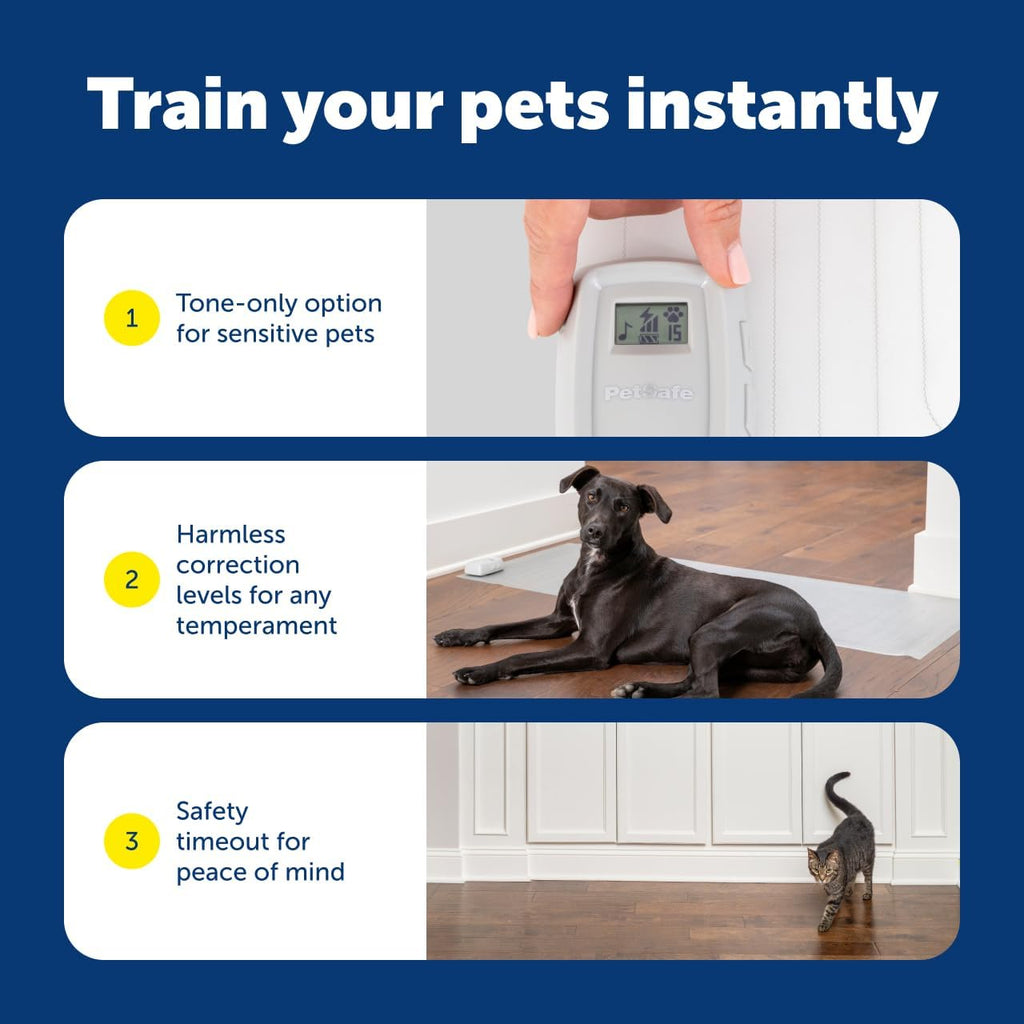 PetSafe ScatMat Indoor Pet Training Mats - Helps Prevent Furniture Climbing - Adjustable Correction Mat - Touch-Activated Design - LCD Pet Mat Controller - Battery Operated - Curved, 50" x 12"
