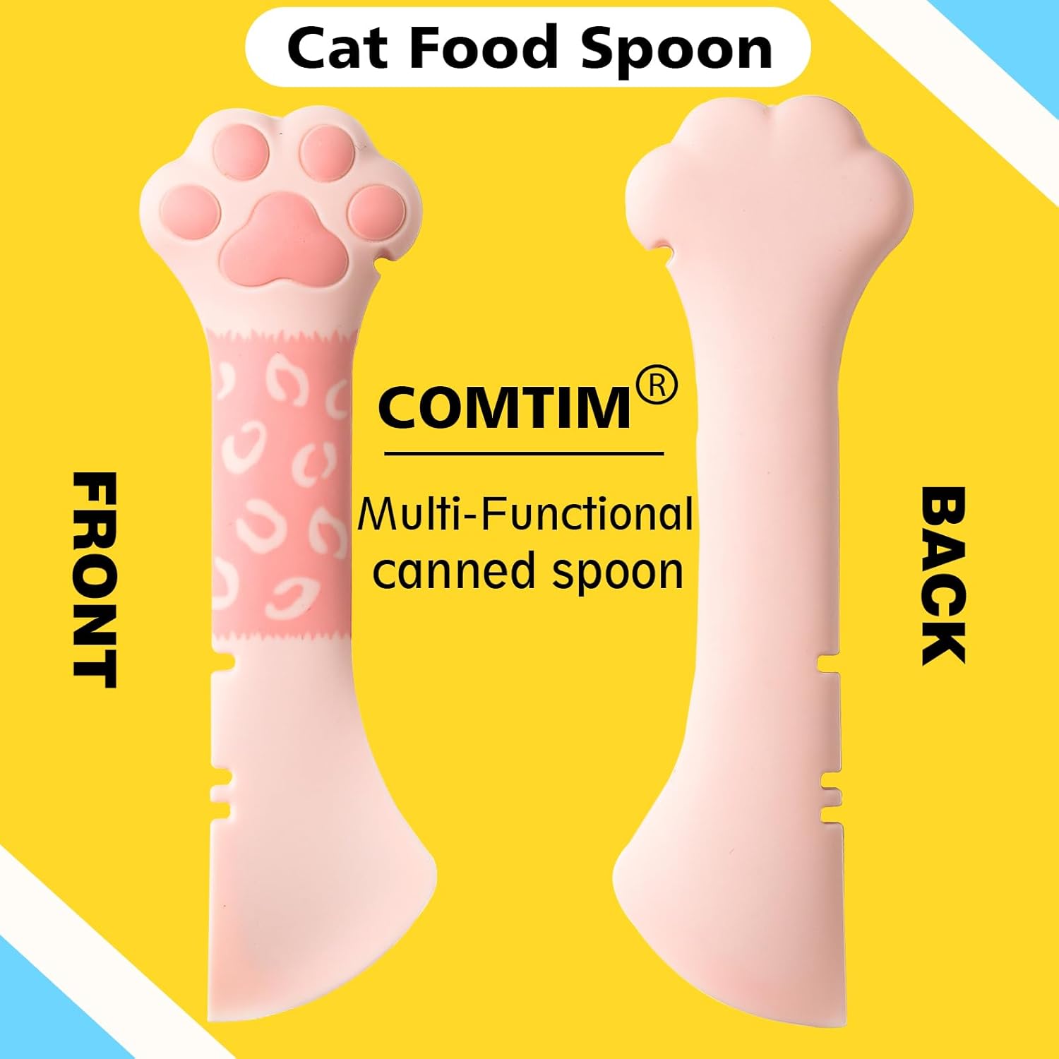 Comtim Small Cat Food Can Lids with Cat Food Spoon Set, Silicone Cat Food Can Covers Lids for 3 oz Cans, Cat Can Opener Spatula Cat Spoon for Wet Food