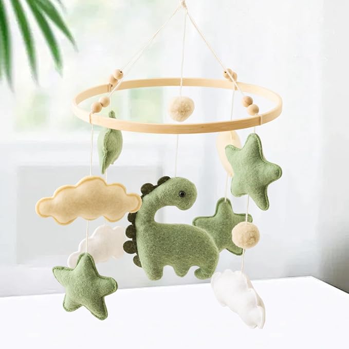 GOODMOM Dinosaur Baby Crib Mobile | Boys Nursery Decoration | Wooden Mobile for Crib | Dinosaur Nursery Mobile Theme | Newborn Baby Stuff | Baby Shower Gift for Boys & Girls | Easy Assembly & Durable