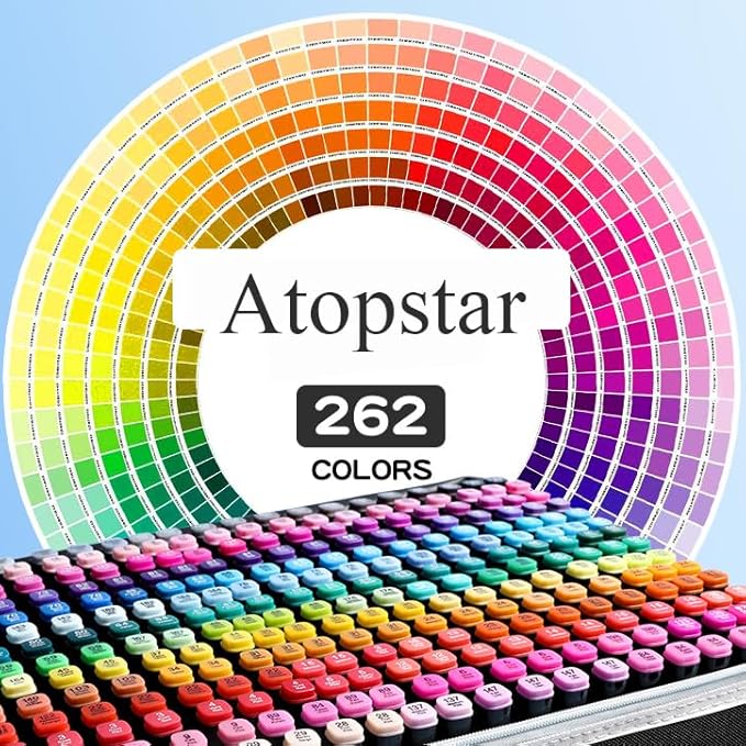 262 Colors Alcohol Markers for Artist Drawing - Dual Tip Art Markers for Adult Coloring Painting Supplies (262 Black Shell)