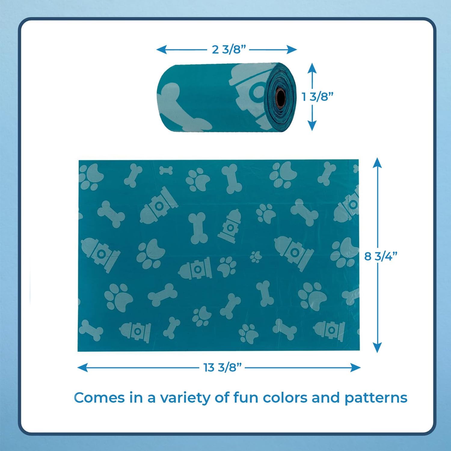 Best Pet Supplies Dog Poop Bags (360 Bags) for Waste Refuse Cleanup, Doggy Roll Replacements for Outdoor Puppy Walking and Travel, Leak Proof and Tear Resistant, Thick Plastic - Turquoise