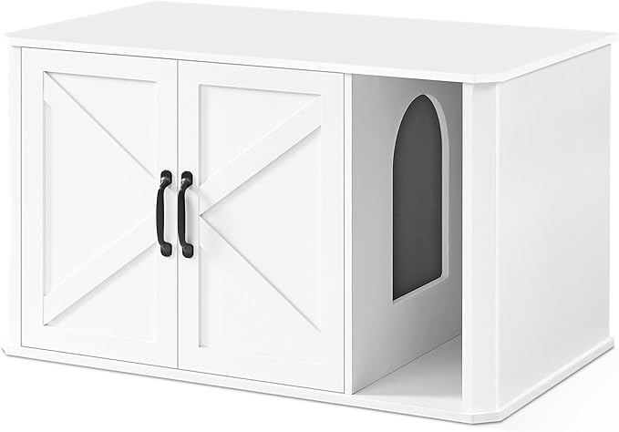 Feandrea Litter Box Enclosure, Modern Cat Litter Box Furniture Hidden, Front by FeandreabySONGMICSHOME