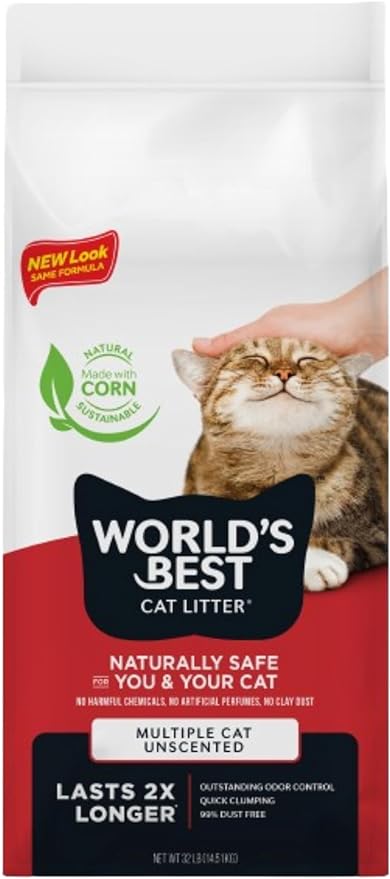 WORLD'S BEST CAT LITTER Multiple Cat Unscented, 32-Pounds by WorldsBestCatLitter