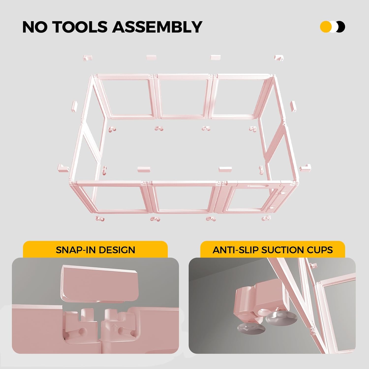23.6“H 2PCS Extension Kit - Door+Panel, T-Buckles for Compartment, Expandable Clear Dog Play Pen Acrylic Dog Playpen Indoor,for Puppy Cat Bunny Small & Medium Dogs (Pink-23.6" H, 2PCS)