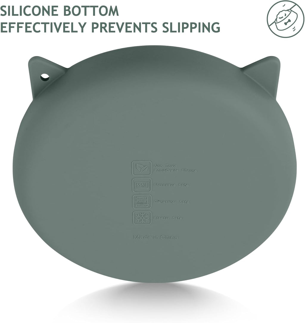 Coomazy Silicone Slow Feeder Dog Cat Bowls, Interactive Puzzle Toy for Pets Food Training, Keeps Dogs Cats Busy, Prevents Puppy Kitty Overeating (Dark Green, 1.4Cup)