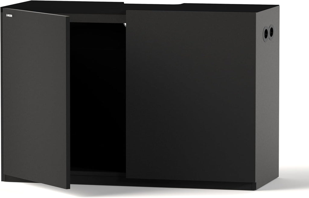 LANDEN Aquarium Wooden Stand and Cabinet for up to 72.2 Gal Tank, Fish Reptile Sea Salt WaterTank Stand, Nano Foam Leveling Mat Included, W47.2xD19.7xH31.5 in, Wooden Matte Black Painted(Stand Only)