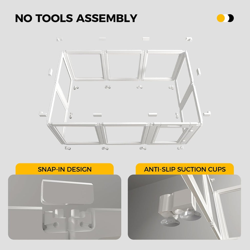 Clear Acrylic Plastic Dog Playpen - Clear Dog Play Pen - Easy Assemble Acrylic Dog Playpen - Puppy Playpen, Cat Playpen, Small Animal Playpen, Dog Play Pen Indoors (White, 23.6“ H, 8PCS)