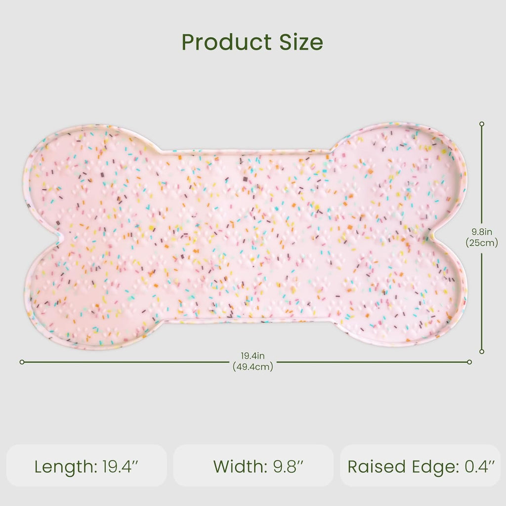 Dog Food Mat Anti-Slip Silicone Dog Bowl Mat Thicker Pet Placemat Waterproof Cat Feeder Pad with Raised Edge Puppy Kitten Feeding Mats Suitable Small Medium-Sized Dogs Cats Eating Tray