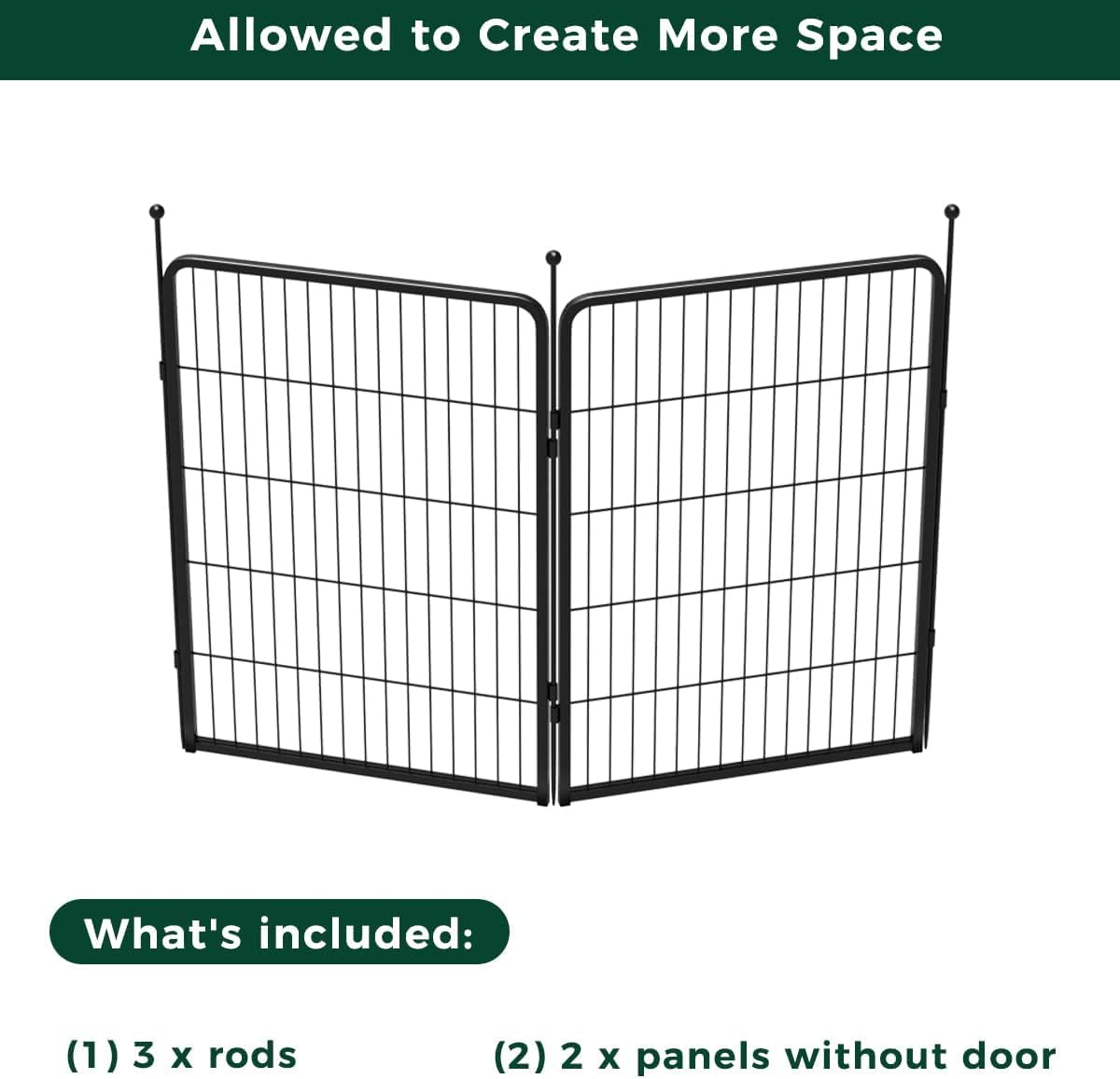 FXW Rollick Unleashed Dog Playpen for Indoor, Yard, RV Camping, 40 inch 2 Panels for Medium and Large Dogs, Black│Patented