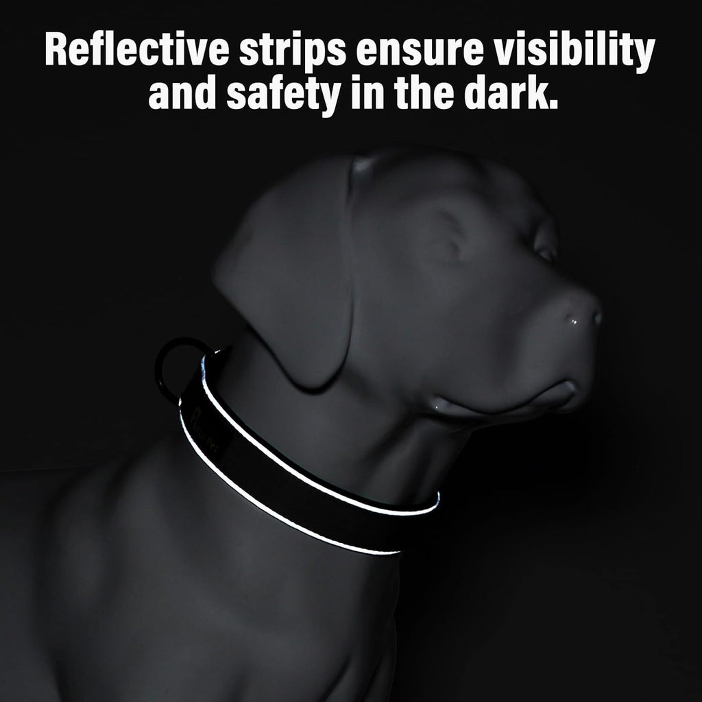 Plutus Pet Tactical Dog Collar, Reflective, Adjustable Heavy Duty Dog Collar, Soft Padded and Comfortable, for Small Medium and Large Dogs (Orange, M)