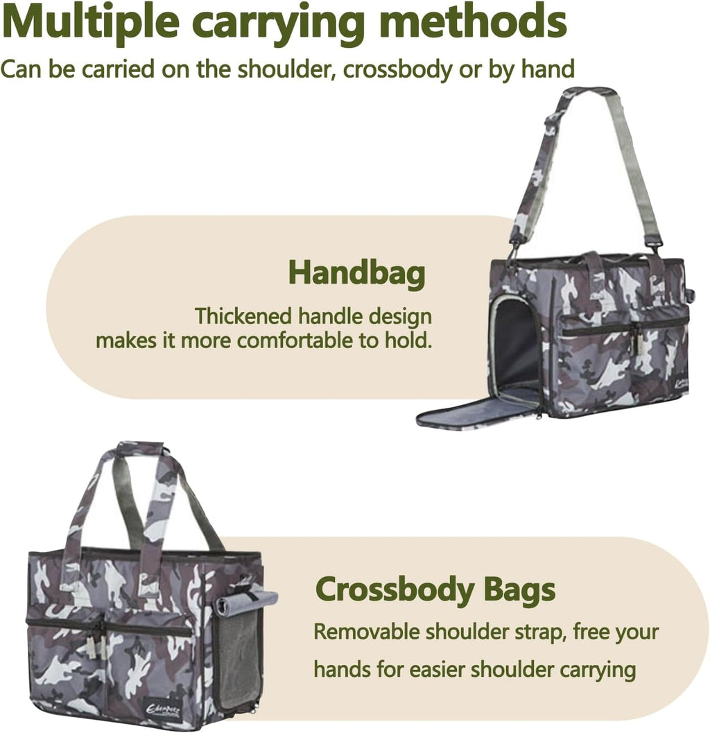 Cat Carrier Bag, Foldable Pet Bag Airline Approved, Pet Travel Carrier for Medium Cats Small Cats Dogs, Sturdy Transport Carriers Long Trips(Brown)