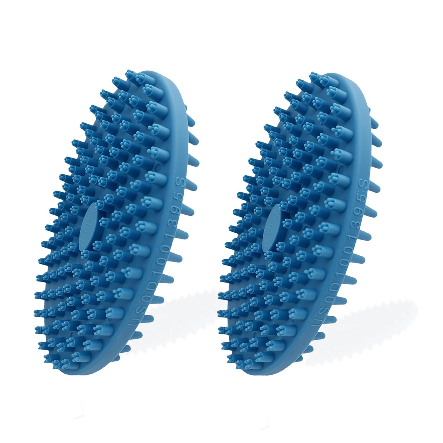 Dog Grooming Brush, Lilpep Pet Shampoo Bath Brush Soothing Massage Rubber Comb with Adjustable Ring Handle for Long Short Haired Dogs and Cats (2 pale blue, 2 sided brush)