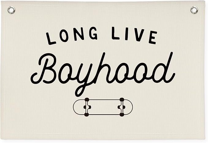 Boys Room Nursery Decor，Long Live Boyhood Skateboard Wall Decor Hanging Flag Nursery Toddler Kids Room Decoration,Gifts for Teens, Minimalist Wall Decor, Vintage Sports Nursery Decor boyroom banner