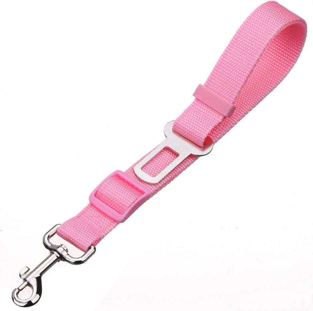 Elisel Elisel 2 Packs Adjustable Length Pet Dog Cat car seat Belt Pet seat Belt Pet Accessories for Dogs Cats and Pets (Black Pink)