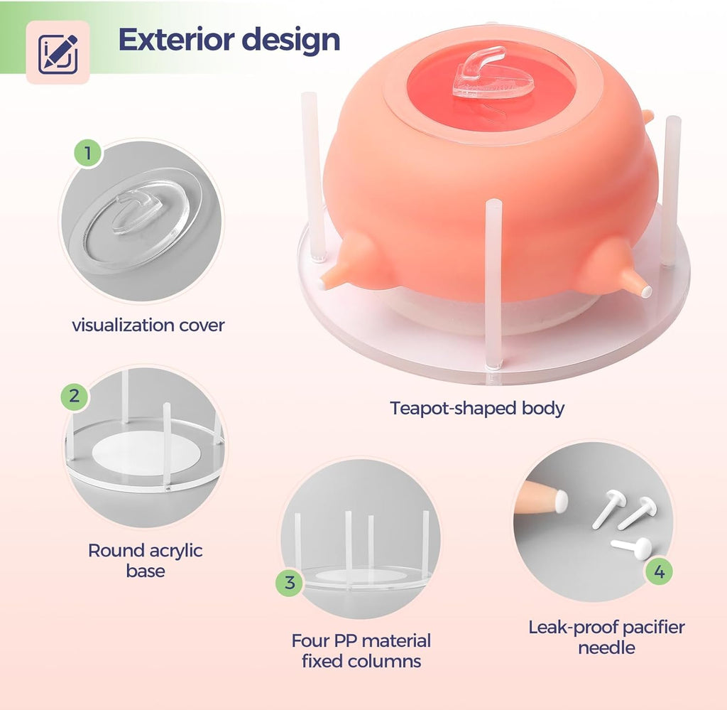 Nursing Nipple for Kittens,Puppy Milk feeders for Multiple Puppies with 4 Nipples & Support Base,Smooth Flow Nipple for Kittens,Ideal Replacement for Nursing Bottle kit,200ml Capacity(Pink)