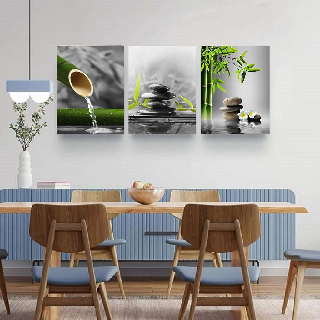 Yxbhhym- Bathroom wall art Black and White Zen Wall Art Gray Green Room Decor Zen Poster Canvas Pictures Zen Artwork for Spa Living Room Wall Art Kitchen Bedroom Decor Home Framed Prints Art