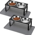 2Pack Elevated Cat Bowls with Food Mat, 15°Tilted Stand Anti Vomiting Raised by Summark
