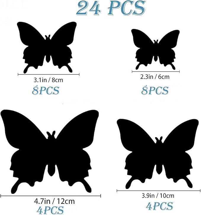 Butterfly Wall Decor 24/48 PCS, 3D Butterflies Stickers for Party Decorations with Magnets (Red, 24)