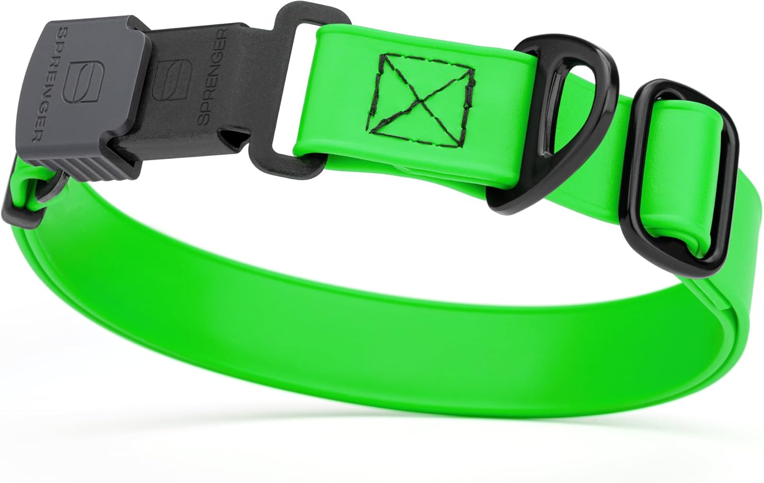 Dogline Biothane Waterproof Dog Collar with Herm Sprenger Stainless Steel Quick Release Buckle – Heavy Duty Tactical Durable Collar for Dogs – Comfortable and Safe Pet Collar, W 3/4" L 12-19", Green