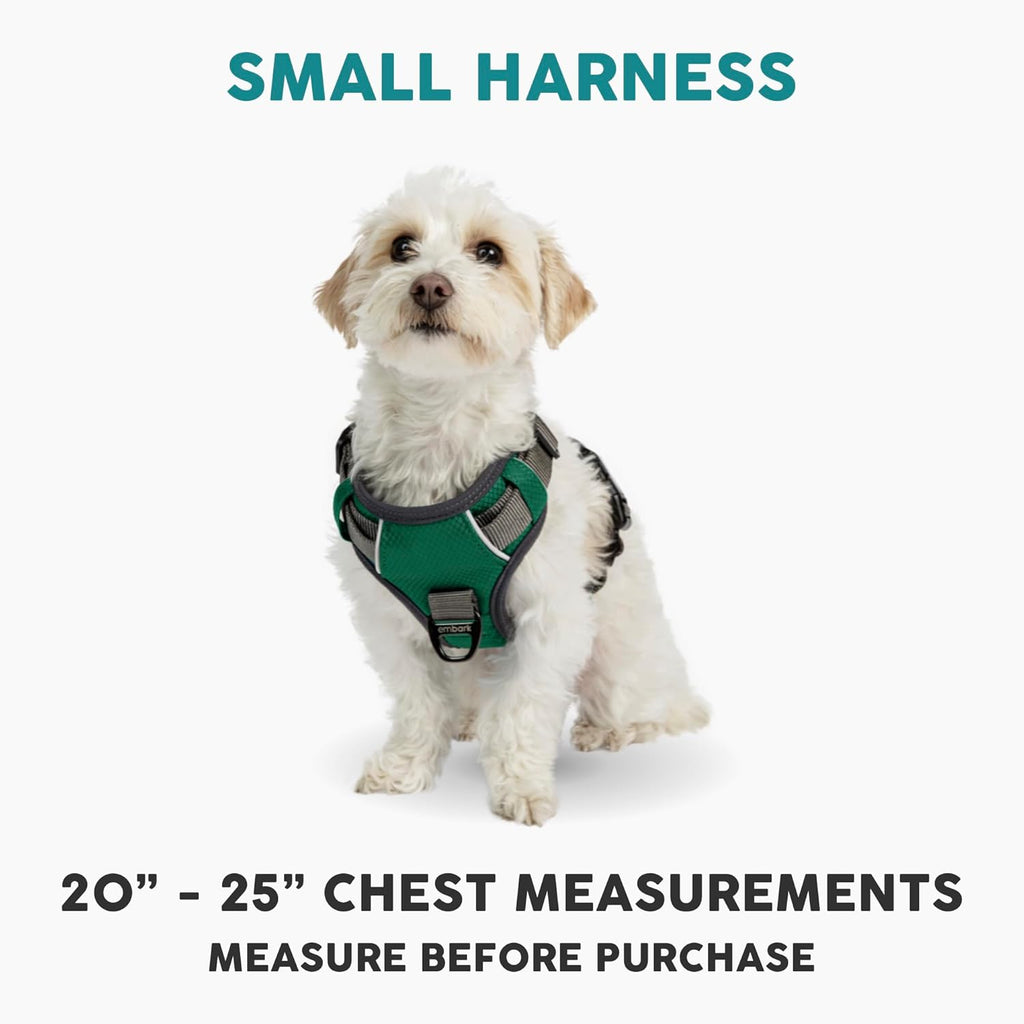 Embark Adventure Dog Harness, Reflective Trim No Pull Dog Harnesses for Small Sized Dogs - Military Grade Nylon, Front Clip with Gel Lined Handle.