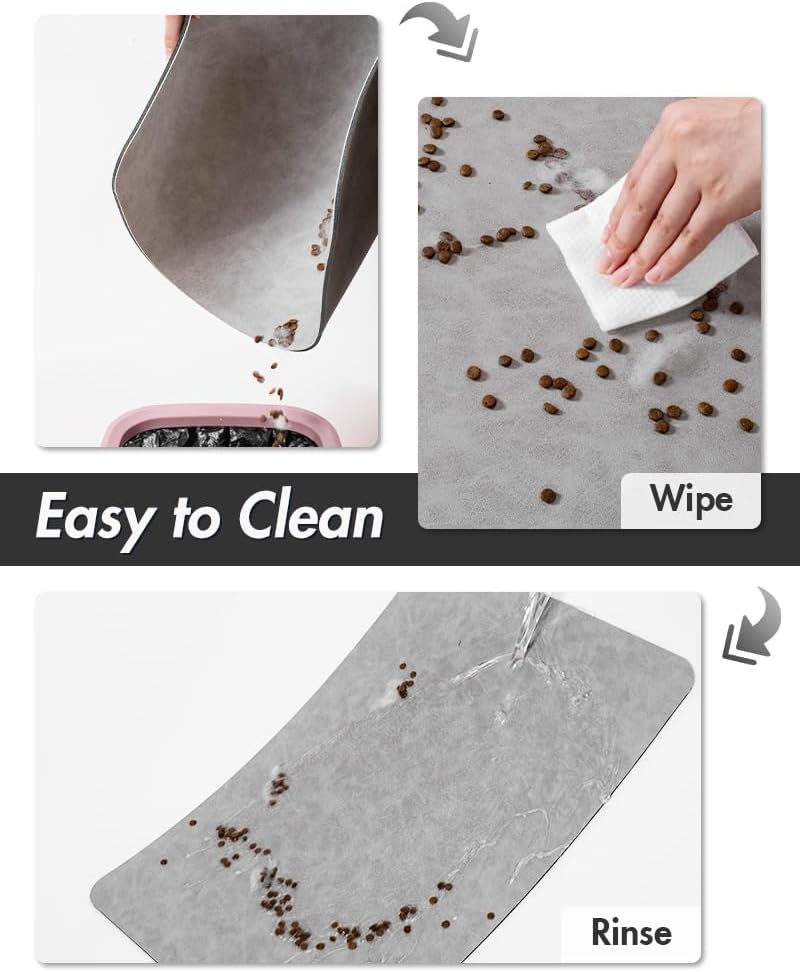 MontVoo-Absorbent Pet Feeding Mat-No Stains Pet Mat for Food and Water Bowl-Quick Dry Cat & Dog Food Mat Water Dispenser Mat-Pet Supplies Mat-Dog Water Bowl Mat for Messy Drinker Light Grey