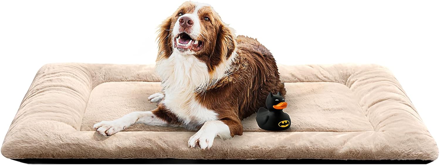 Dog Beds Crate Pad for Extra Large Dogs Ultra Soft Dog Crate Bed Washable & Anti-Slip Kennel Pad for Dogs Cozy Sleeping Mat,Cream 48inch