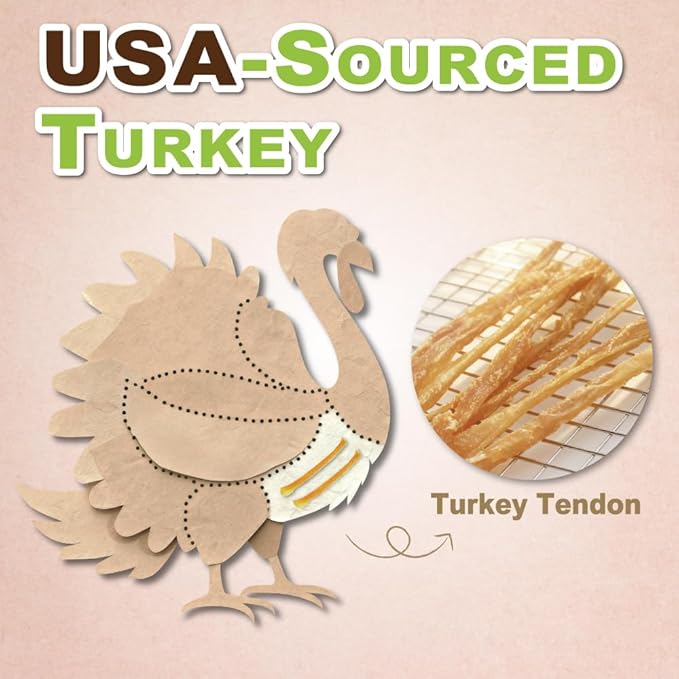 A Freschi srl Turkey Tendons for Dogs, USA-Sourced, Healthy Dog Treats - Image 3
