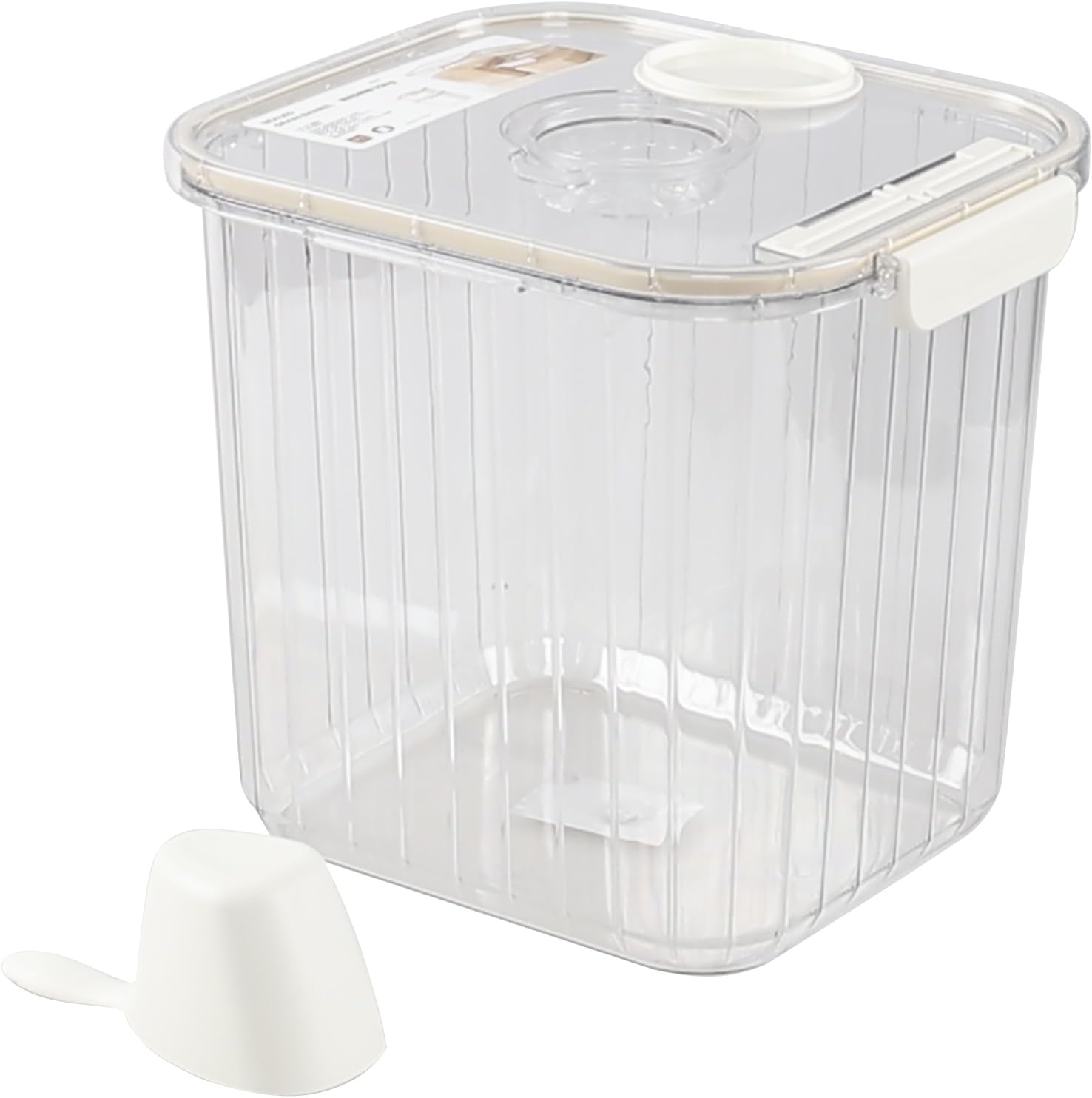 22 Lbs Large Rice Storage Container with Measuring Cup, Clear Pets Food Bin with Seal Locking Lid, Dry Food Flour Bin for Rice, Flour, Pet Food, Baking Supplies