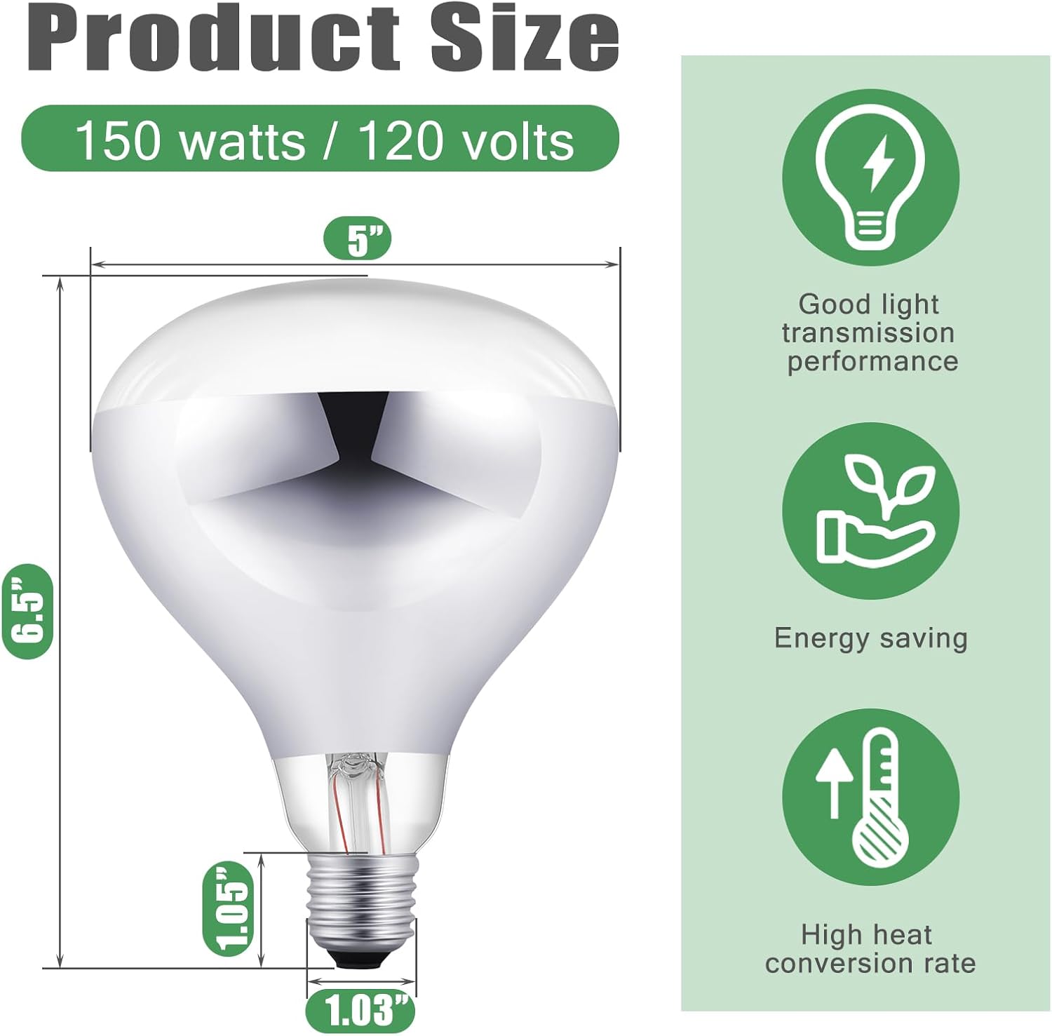 VIHOSE 20 Pack 250 Watt Heat Lamp 120v R40 Heat Lamp Bulbs Glass Incandescent Light Bulbs Incandescent Heating Lightbulbs for Reptiles Chicks Food Puppies Bathroom, Use E26 Base (Silver)