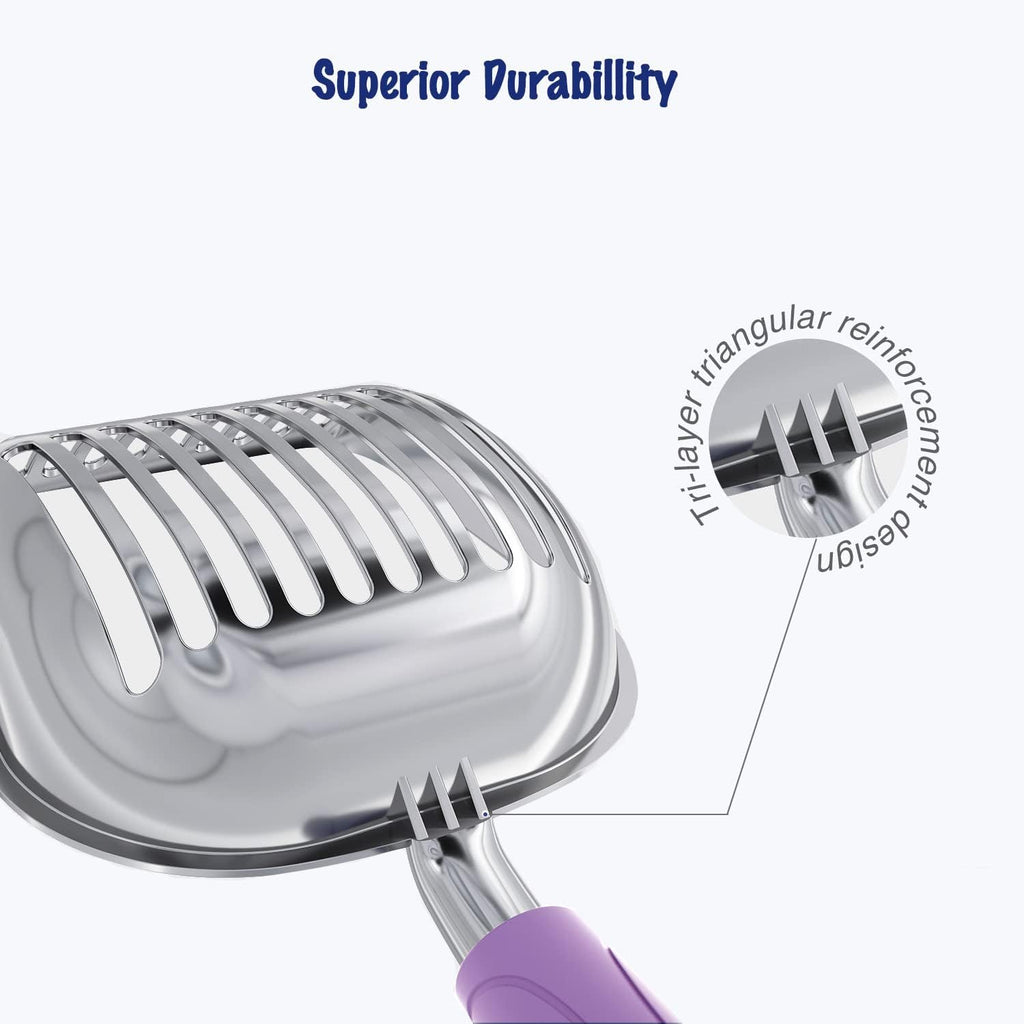 WePet Cat Litter Scoop, Aluminum Alloy Sifter, Kitty Metal Scooper, Deep Shovel, Long Handle, Poop Sifting, Kitten Pooper Lifter, Durable, Heavy Duty, for Litter Box