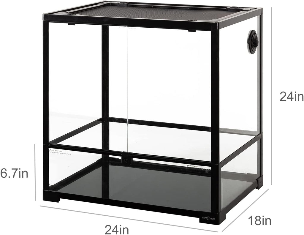 REPTIZOO 45 Gallon Glass Reptile Terrarium 24" x 18" x 24" Knock-Down Reptile Tank with Double Hinge Door and Top Screen Ventilation Easy Assembly Terrarium
