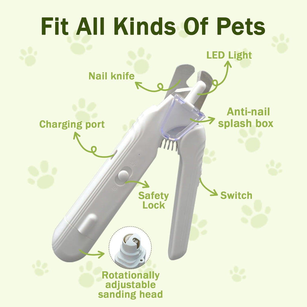 2-in-1 Dog Nail Grinder & Dog Nail Clippers Trimmers for Large Medium Small Dogs Cats Pets Claw Trimmer with LED Lights (Pink)