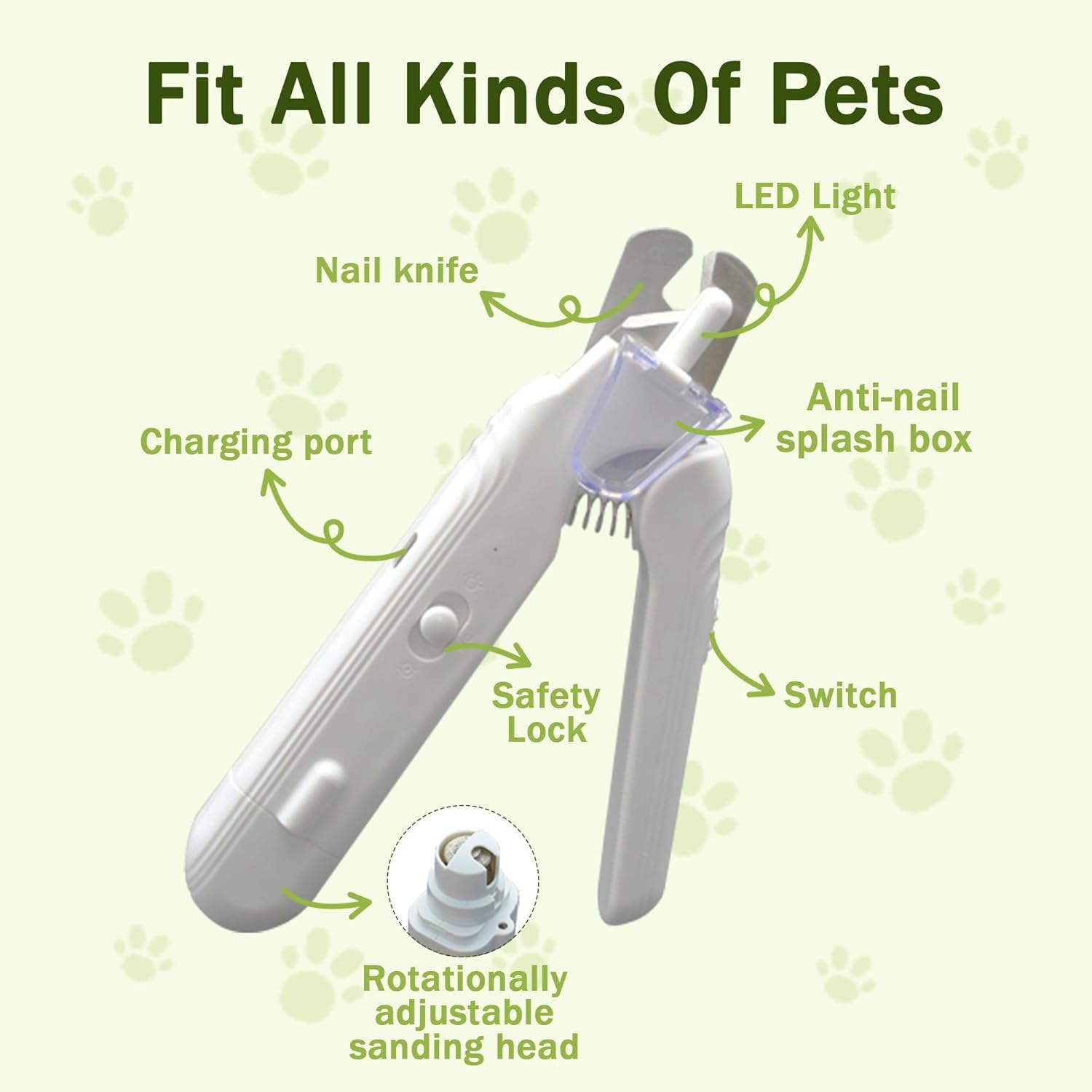2-in-1 Dog Nail Grinder & Dog Nail Clippers Trimmers for Large Medium Small Dogs Cats Pets Claw Trimmer with LED Lights (Pink)