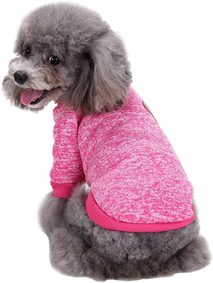 Jecikelon Dog Clothes Dogs Sweater Soft Puppies Clothing Winter Puppy Sweaters Warm Outfit for Dogs Small XXS XS Cat Apparel (Rose red, S)