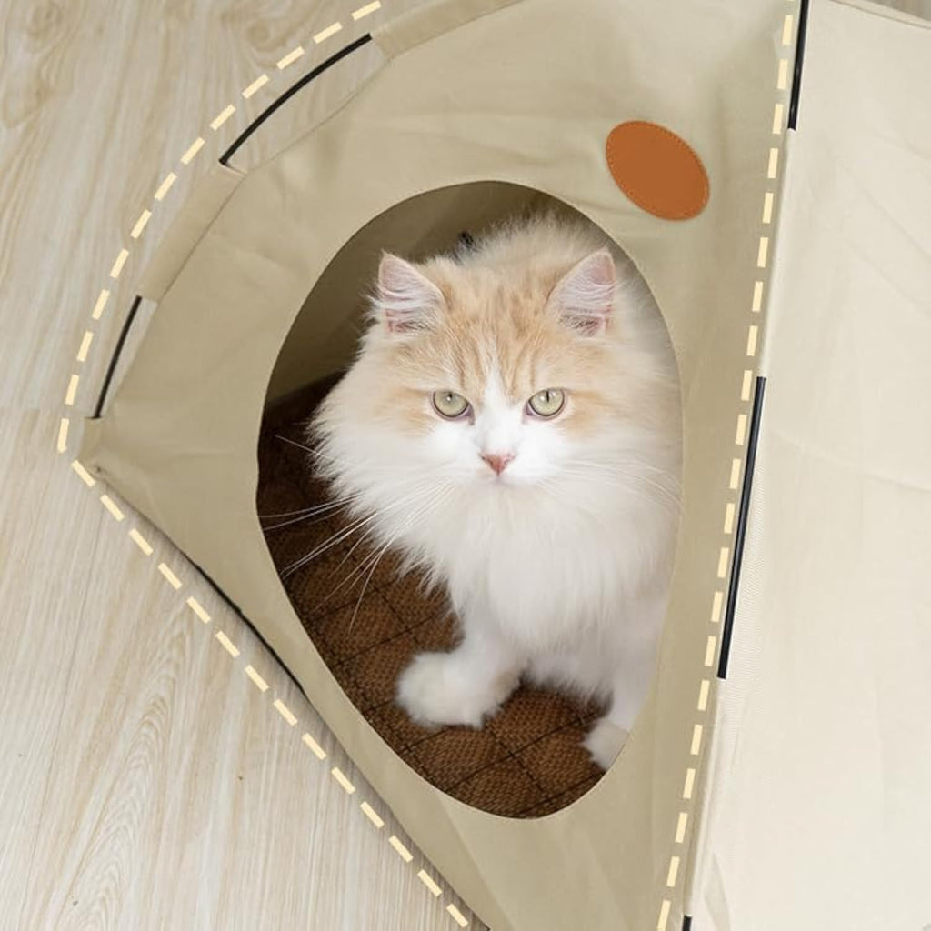 BreezyDen Pop-Up Pet Tent – Portable Indoor/Outdoor Cat Tent, Waterproof Pet Hideaway for Cats & Small Dogs with Mesh Window, Anti-Slip Base & Washable Design (Dark Gray, M (8 catties Kitten))