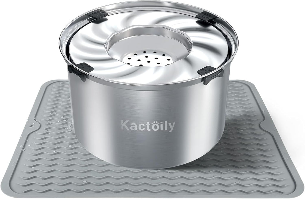 1.5 Gal Dog Water Bowl No Spill, 5.6L Stainless Steel Bowls and Non-Slip Dog Bowl Mats for Food and Water, Silicone Pet Feeding Mats for Floors Waterproof