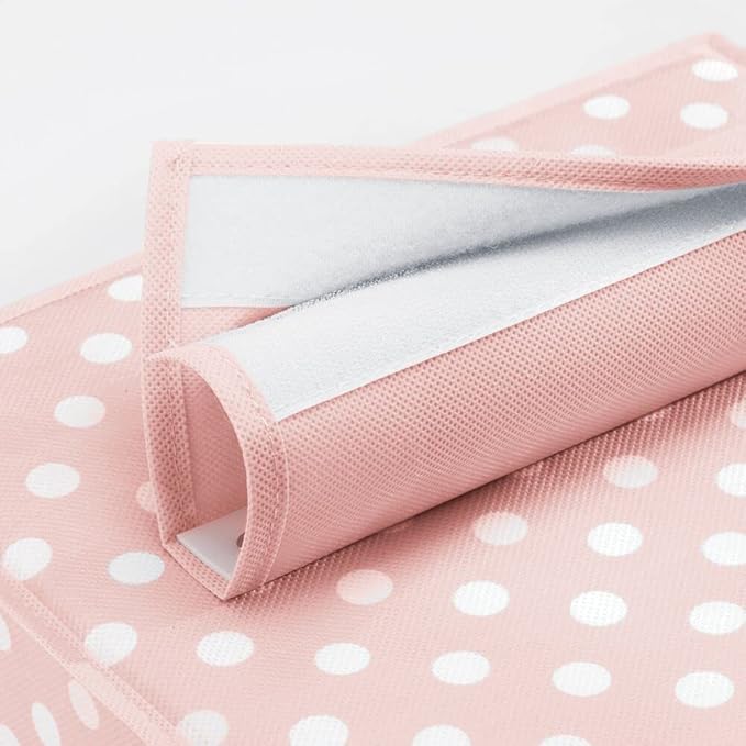 mDesign Fabric Hanging Organizer - Over Closet Rod Storage with 7 Shelves and 3 Removable Drawers for Baby Nursery Bedroom Organization - Holds Clothes, Toys, Accessories - Pink/White Polka Dot