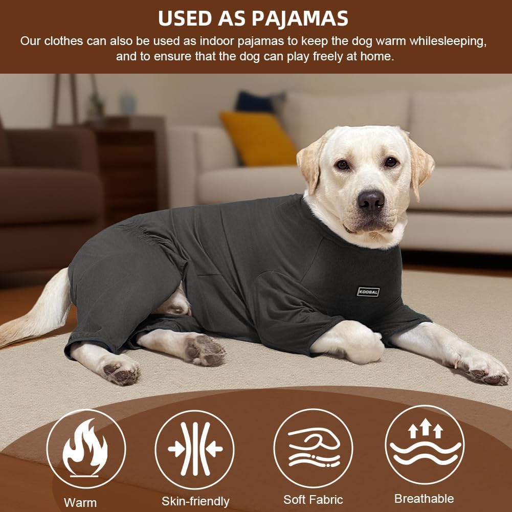 Dog Pyjamas PJS Sweater Clothes and Home Clothing Suitable for Medium to Large Breeds of Dogs, Dog Neutering Suits, Extra-Large Stretch Fabric, Four-Legged Clothes(Thin Dark Gray, 4XL)