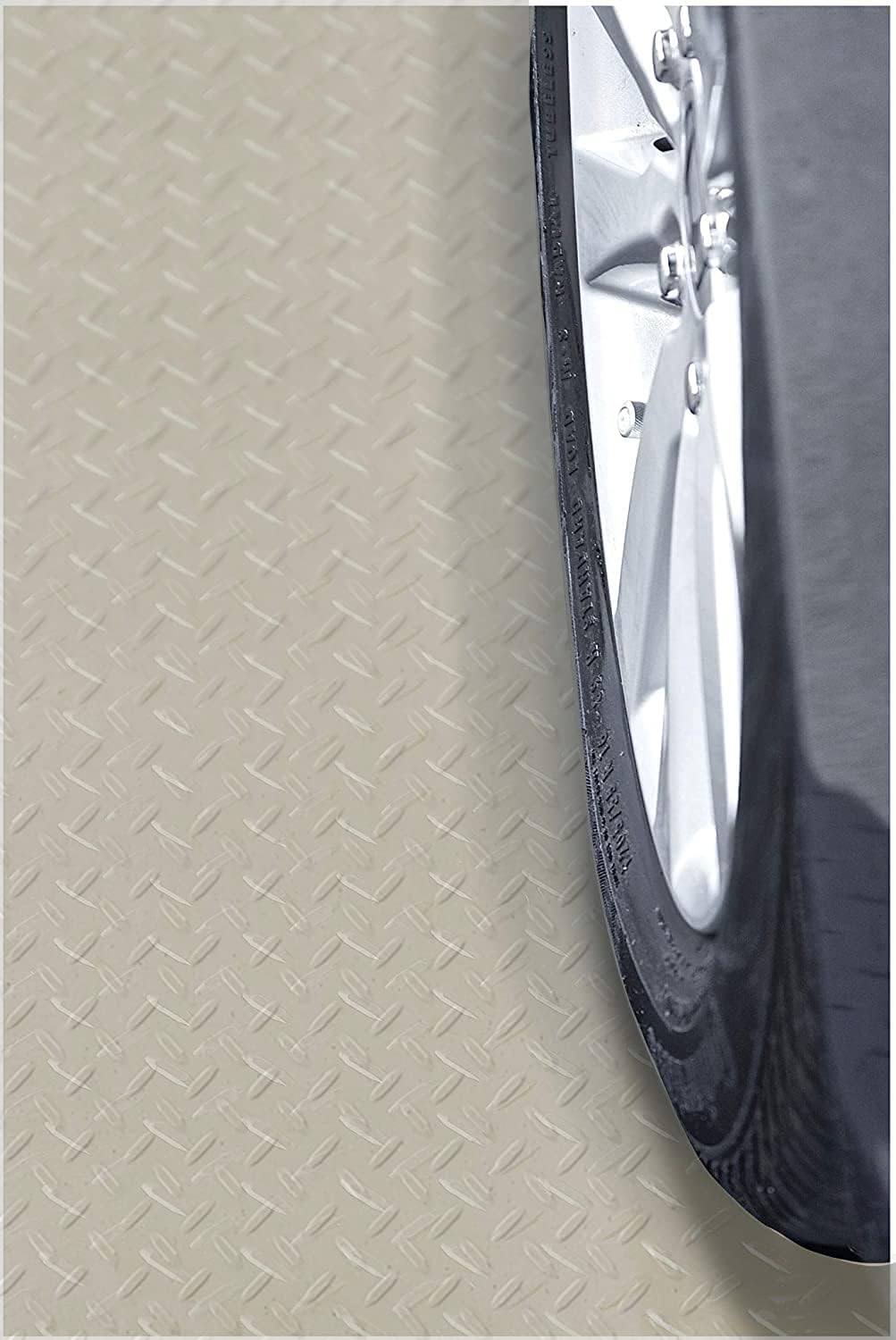 RESILIA Heavy Duty Garage Floor Runner & Protector Mat - Slip Resistant Diamond Plate PVC Mats - Water, Spill, & Stain Resistant, Sandstone (4 feet x 8 feet), Made in The USA
