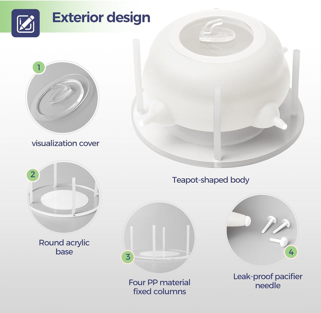 Puppy Feeders for Multiple Puppies, Nursing Nipple with 4 Nipples & Support Base – Perfect Replacement for Nursing Bottles, Puppy Feeder for Newborn Kittens & Puppies, 200ml Capacity(White)