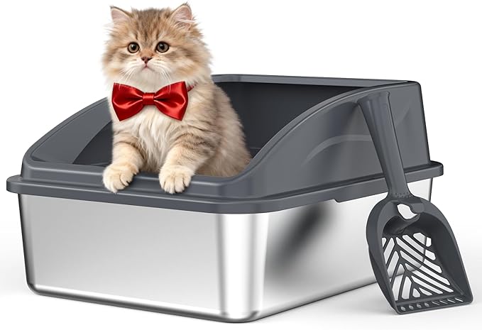AIPERRO Stainless Steel Litter Box | Metal Kitty Litter Box by AIPERRO