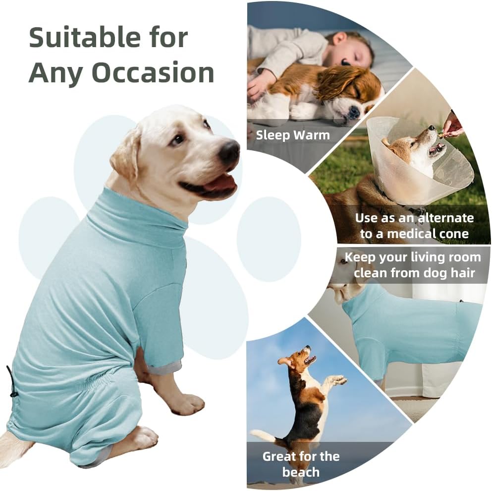 Dog Pyjamas PJS Sweater Clothes and Home Clothing Suitable for Medium to Large Breeds of Dogs, Dog Neutering Suits, Extra-Large Stretch Fabric, Four-Legged Clothes(Thin Blue, 3XL)
