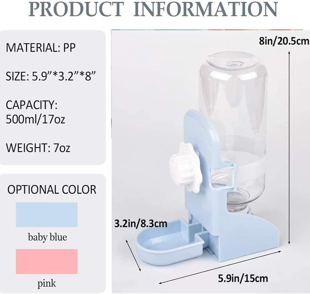 kathson Rabbit Water Bottle, 17oz Hanging Water Fountain Automatic Dispenser No Leak WaterFeeder for Bunny Chinchilla Guinea Pig Hedgehog Ferret
