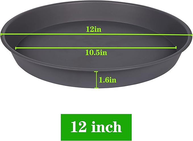 6 Pack of 12 inch Plant Saucer Gray, Heavy Duty Plastic Plant Saucer 12 inch - Image 2