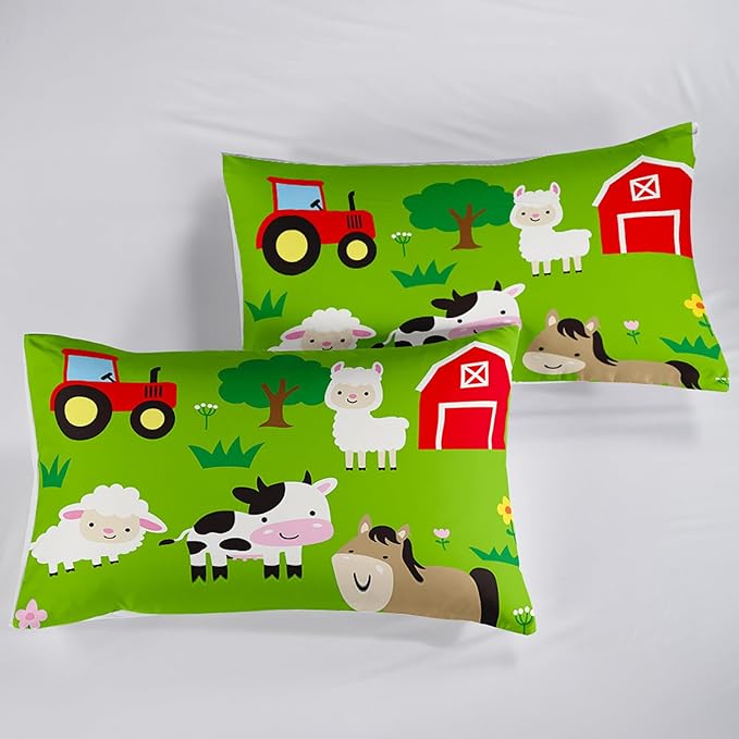 QOOMO Farm Animal Comforter,Pig Cow Sheep Comforter Set for Kids Teens Girls Boys,3Pcs Bedding Set Printed Comforter with 2 Pillowcases,Down Alternative,Soft and Lightweight，Queen Size